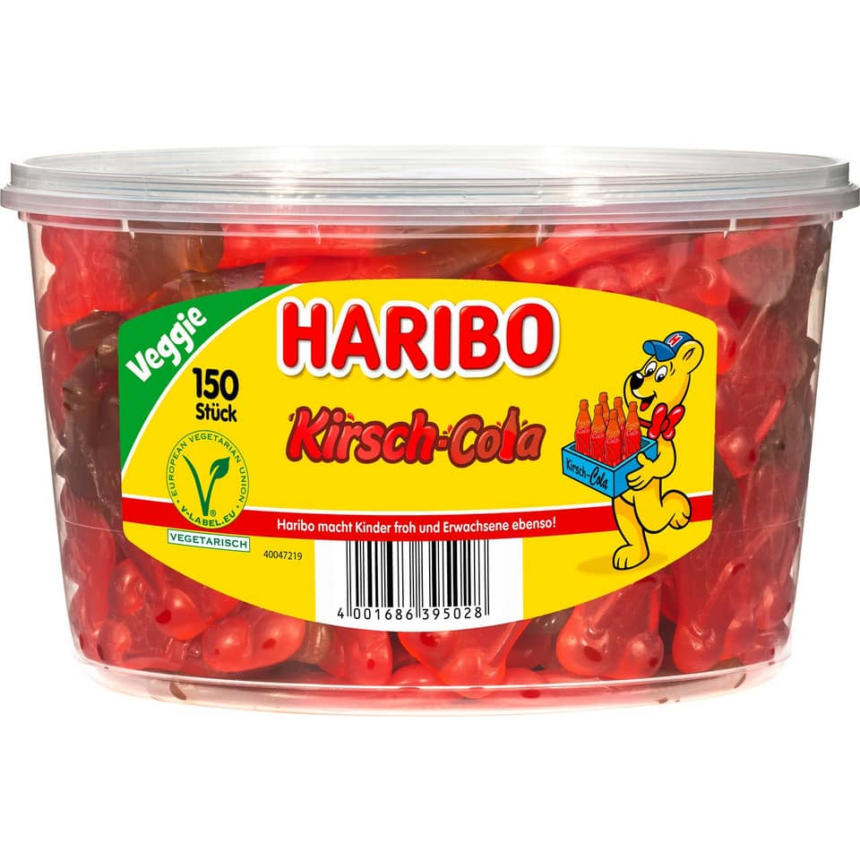Haribo, Kirsch-Cola, Gummibonbons, 150 Stück, vegan