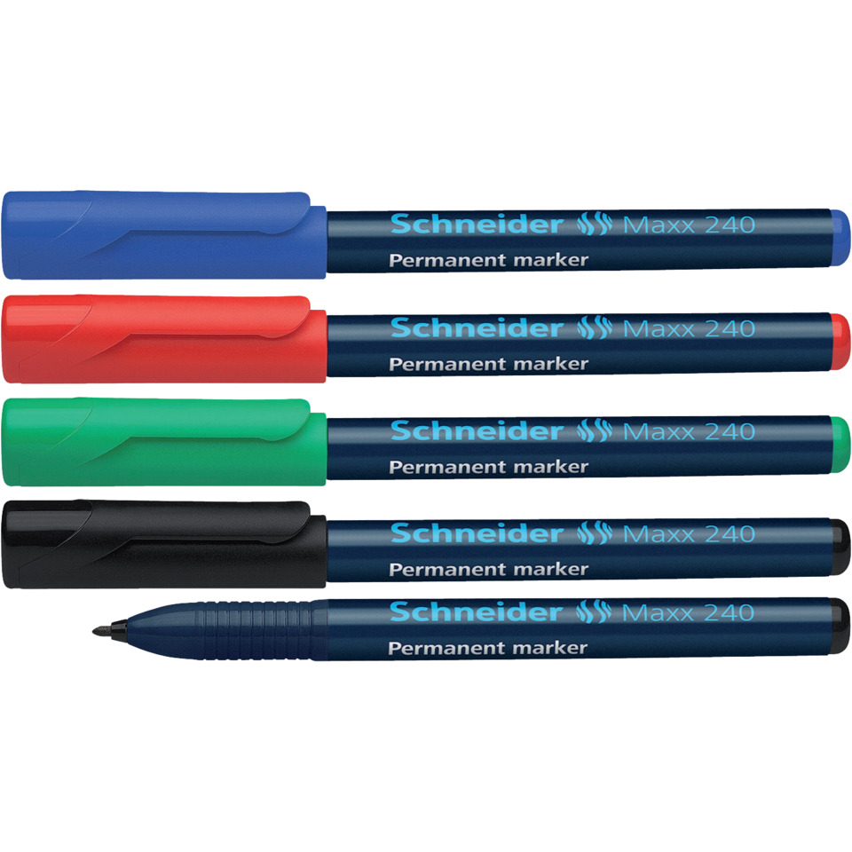 Permanentmarker, Marker-Set, Feinkraft, bunte Kappen, Schneider Maxx 240