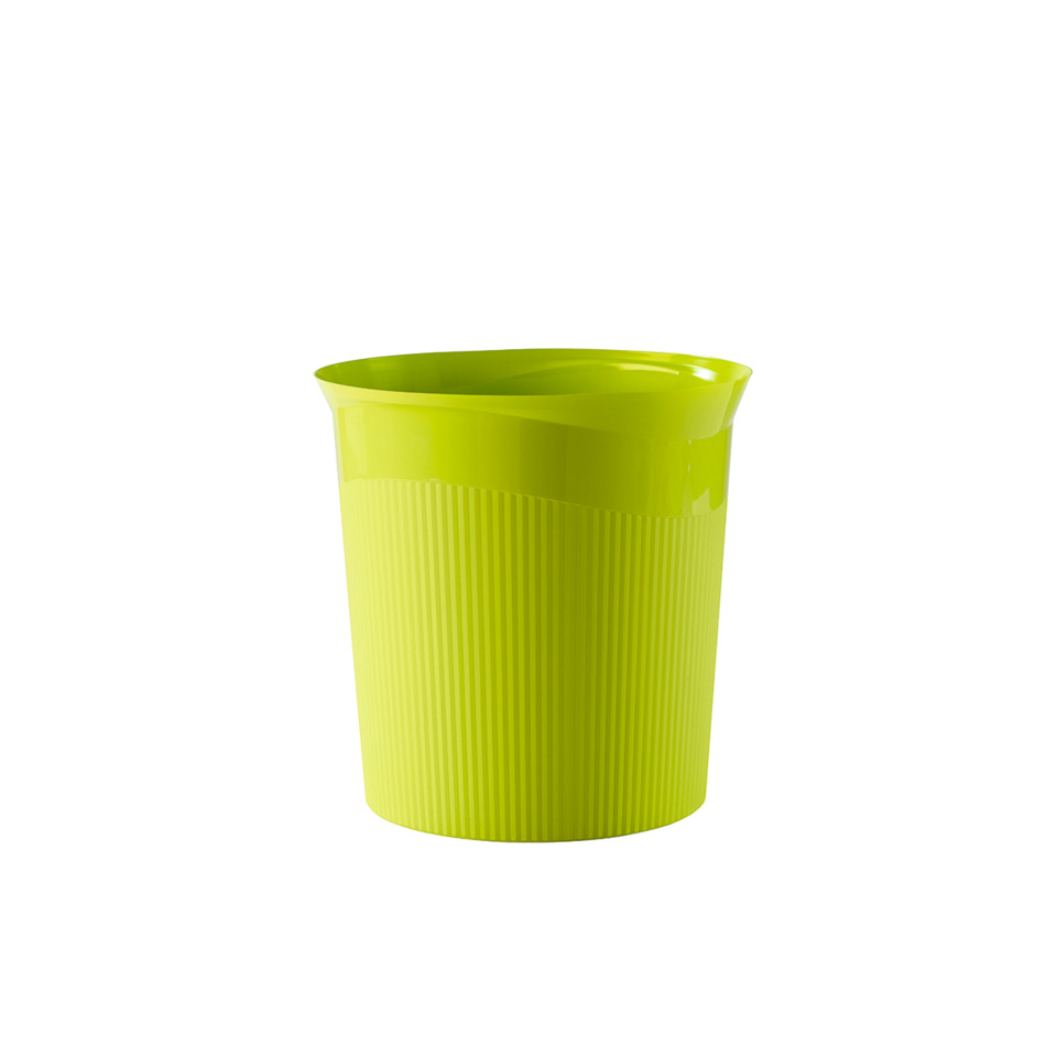 Abfalleimer, Becher, Kunststoff, grün, geriffelt