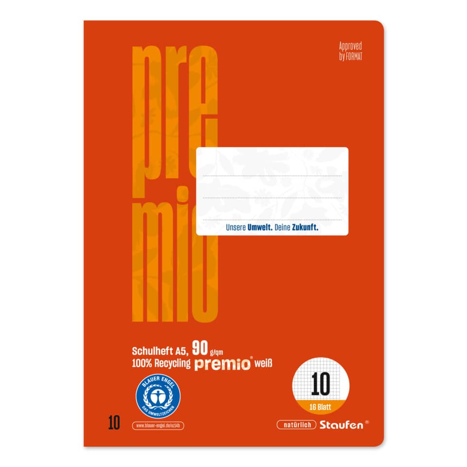 Schulheft, A5, Recycling, weiß, 10 Blatt