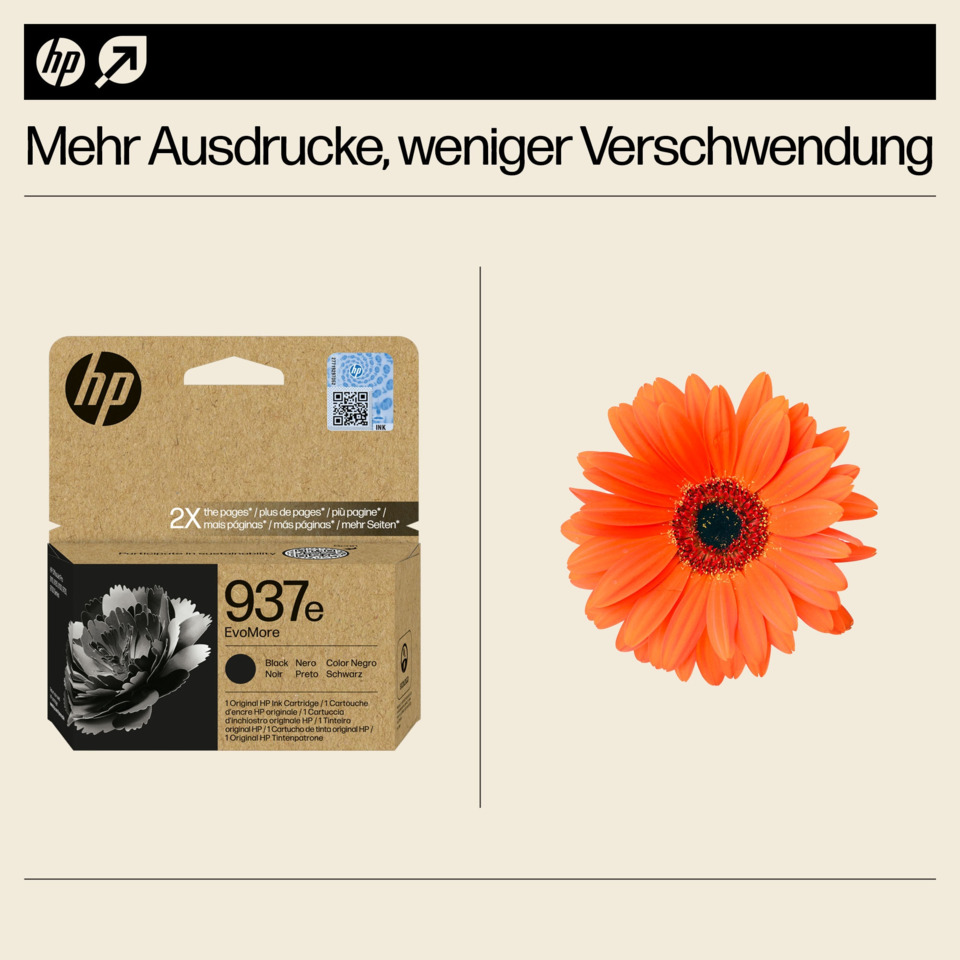Tintenpatrone, HP, Schwarzweiß-Blumenmuster, Druckerpatrone, Klebebende Verpackung