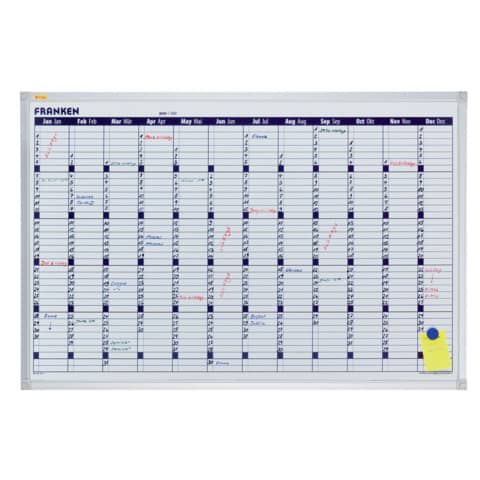 Jahreskalender X-tra!Line, Planungstafel, 12 Monate, 900 x 600 mm, hellgrau FRANKEN VO12