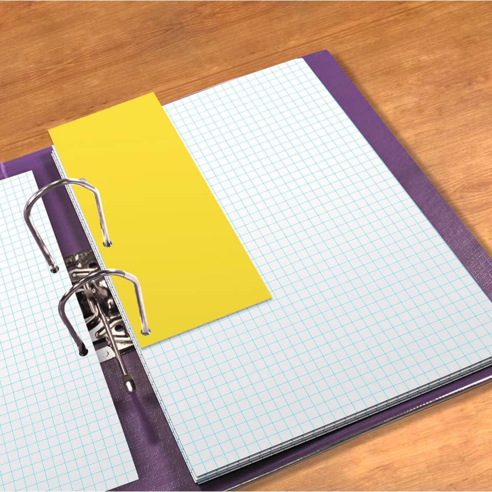 Notizbuch, Ordnerring, Kartenreiter, gelbe Karte, Binder-Ringe