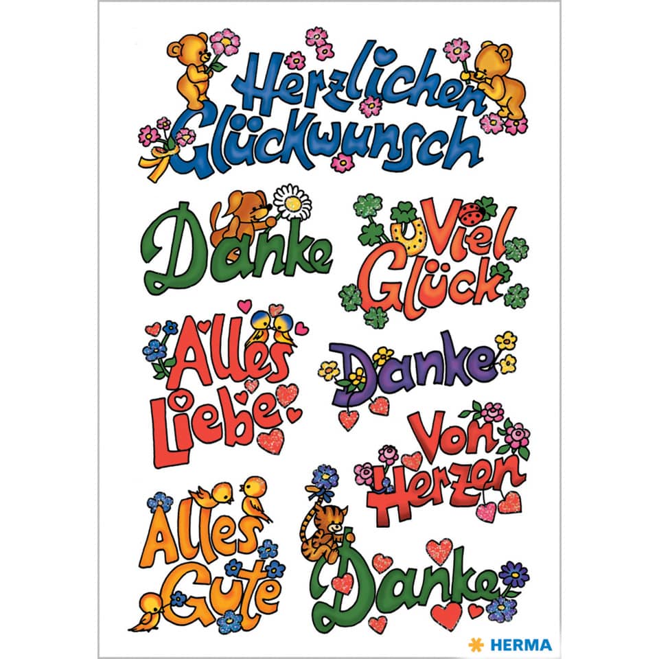 Grußkarten, Danke, Alles Gute, Herzlichen Glückwunsch, Viel Glück
