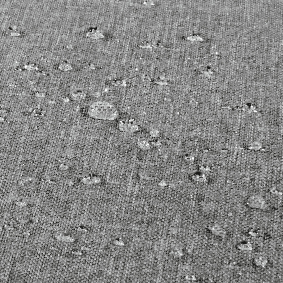 gewebter Stoff, grau Textil, Wassertropfen, feuchte Oberfläche, Texturdetail