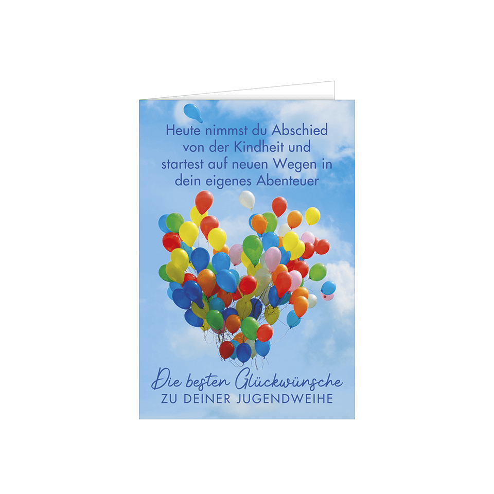 Grußkarte, Ballons, Geburtstag, Jugendweihe, Blaue Himmel