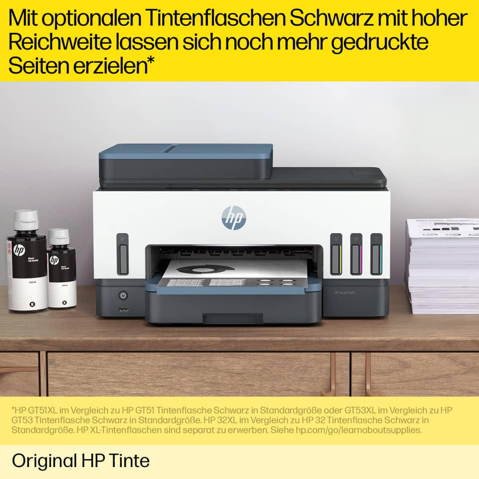 printer, Tintenflasche, HP, Drucker, Papierstapel