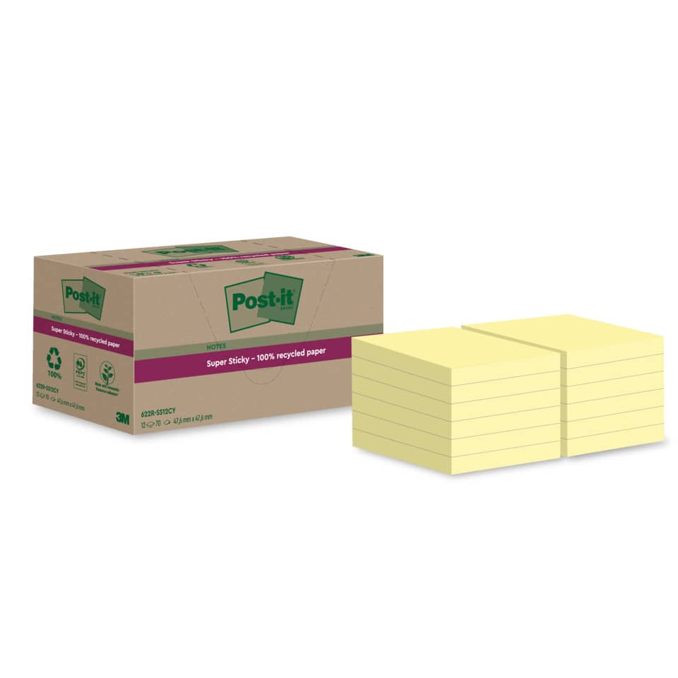 Notizblöcke, Post-it, Haftnotizen, 100% recyceltes Papier, Kartonbox