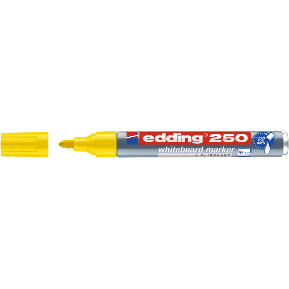 whiteboard marker, gelber Deckel, Dualspitzen-Marker, edeling 250, Markerstift