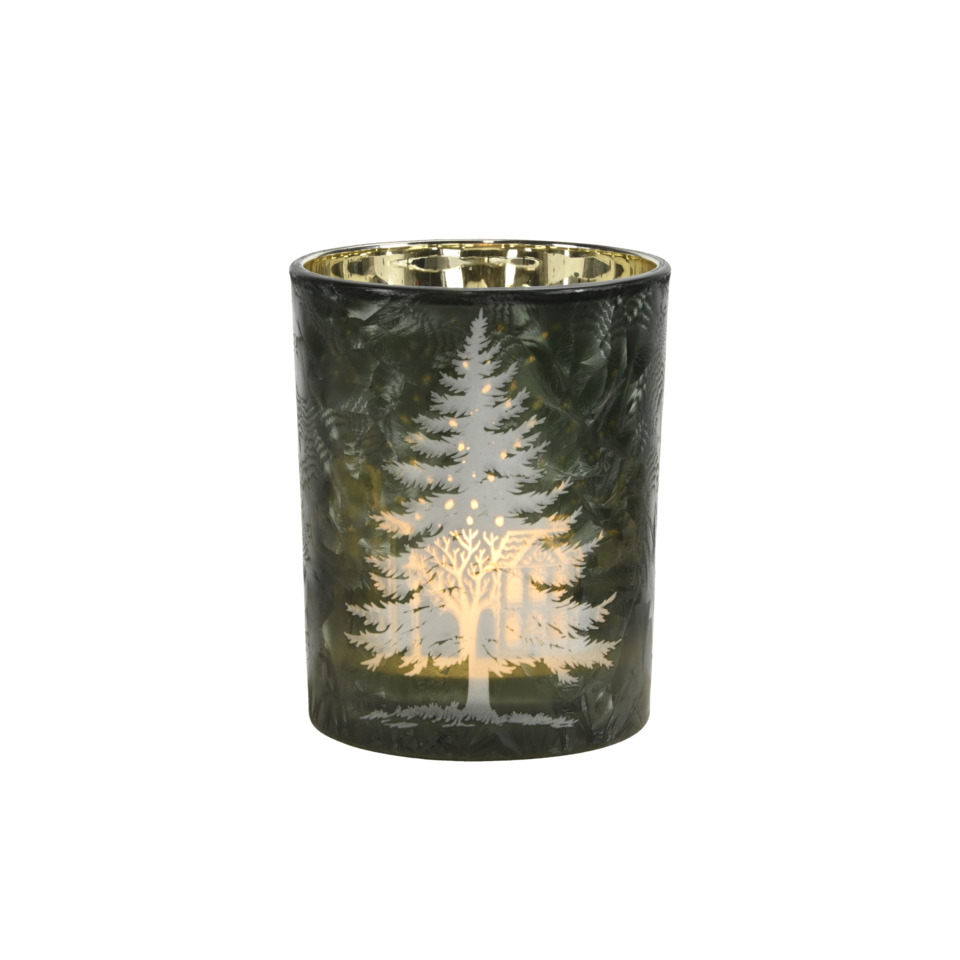 Kerzenhalter, Vogel-Tree, Grün, Kristallglas, Schwarz