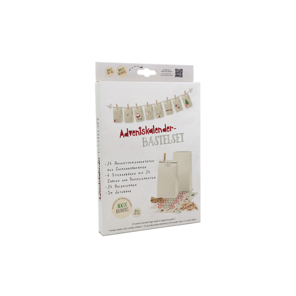 Advent calendar, Craft kit, Sugar paper, Wooden clips, Stickers