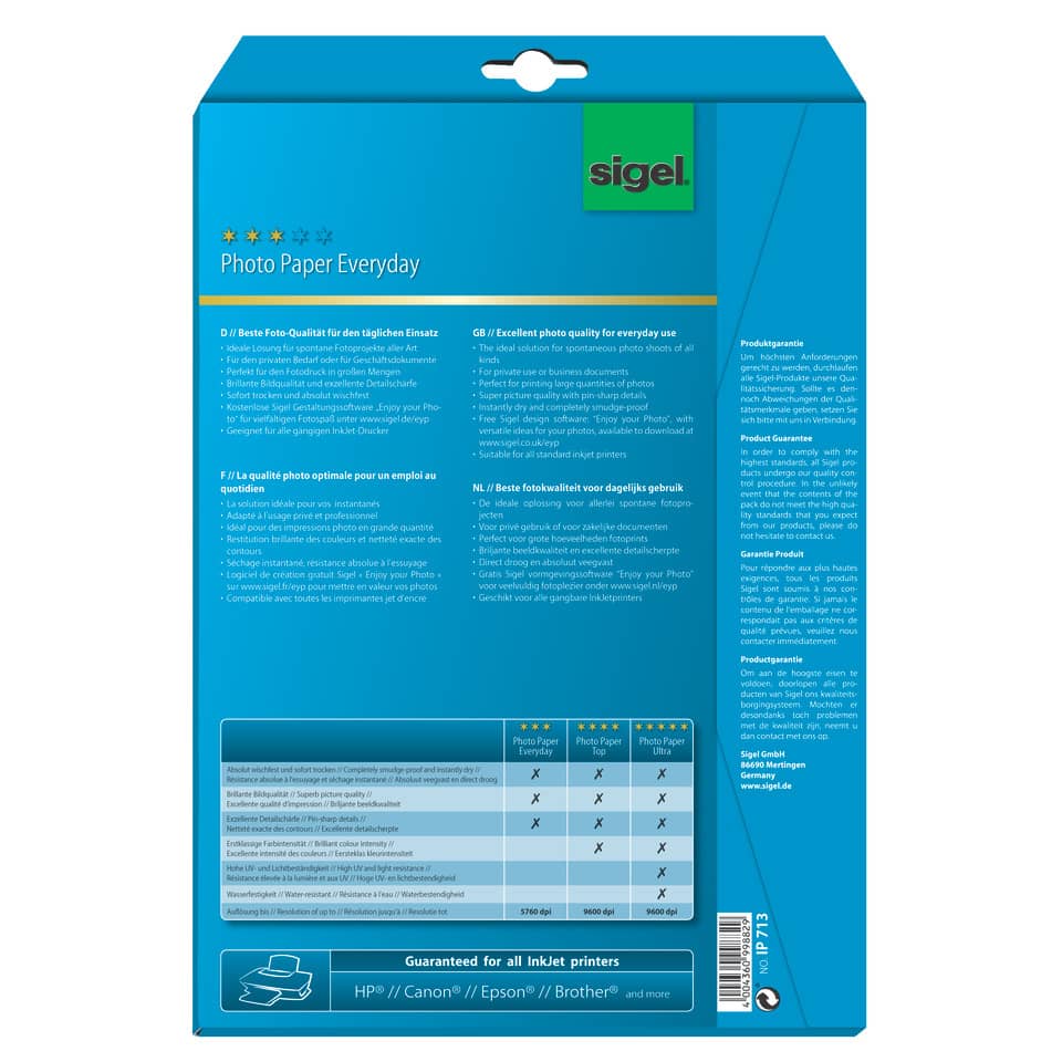 Fotopapier, Alltag, Tintenstrahldrucker, Papierpackung, Sigel