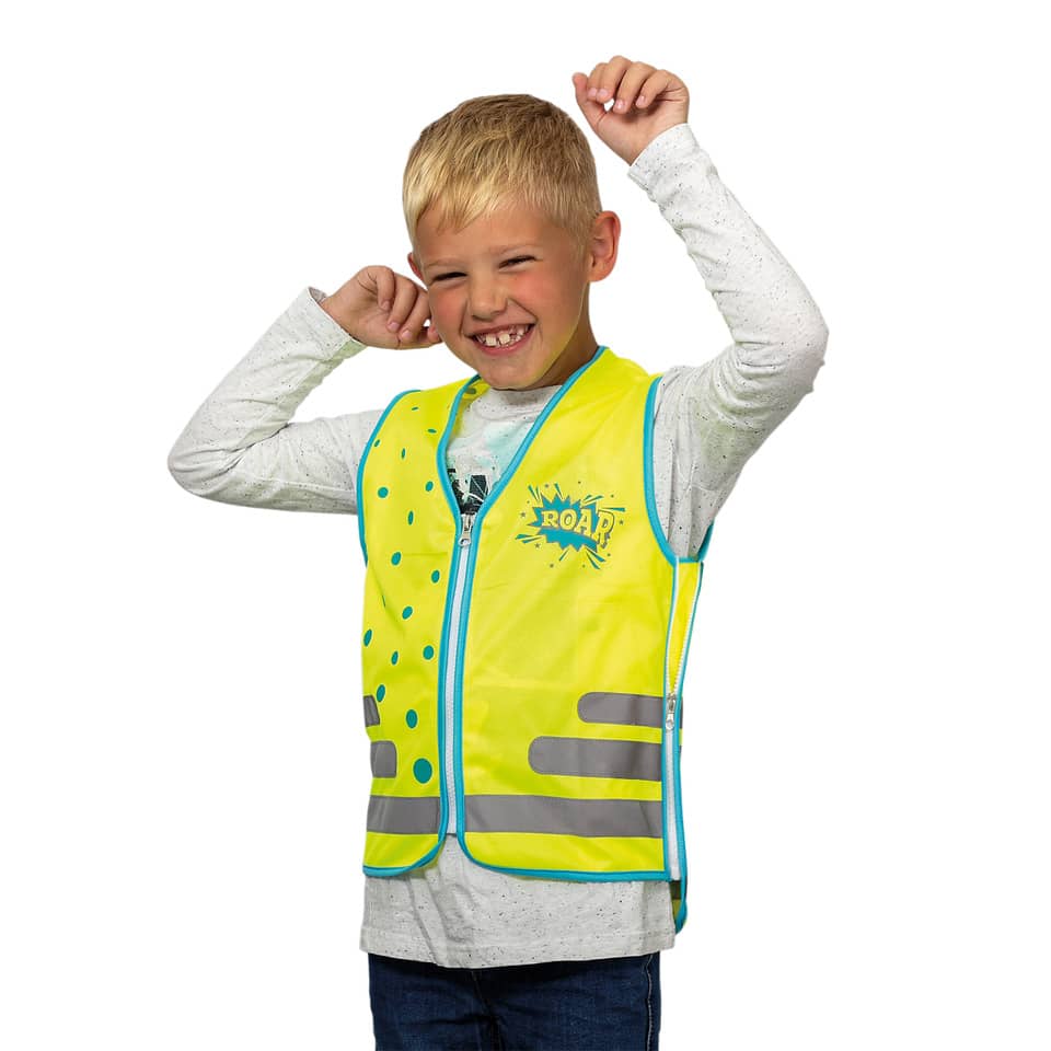 Gilet, Reflektierend, Neongelb, Polka Dots, Kinder