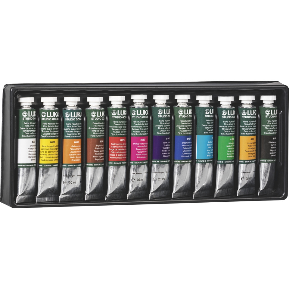 Malfarbe Tempera, 19ml, 12 Stück, sortiert LUKAS K119012 Farbbehälter