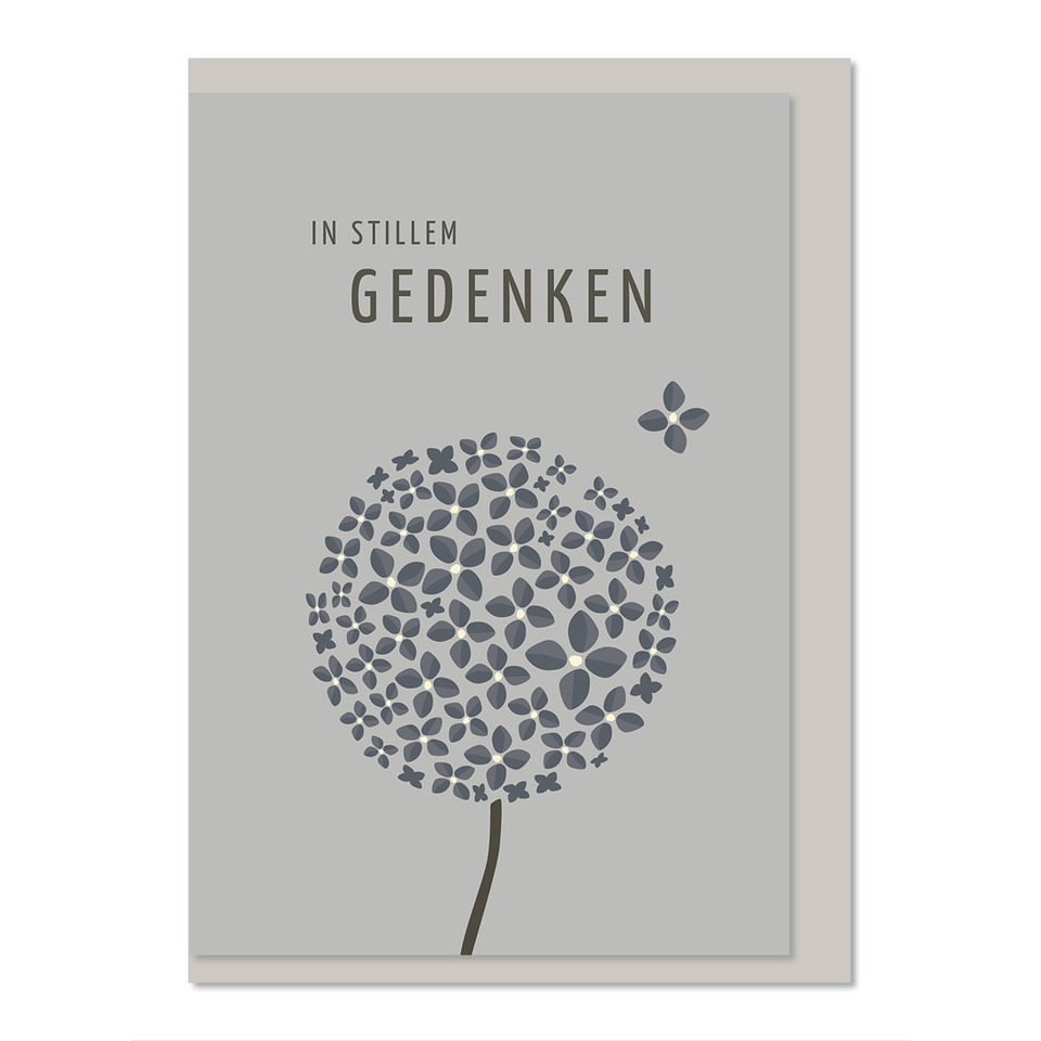 Gedenkkarte, Trauerkarte, Blumenmotiv, Blumentafel, Kartendesign