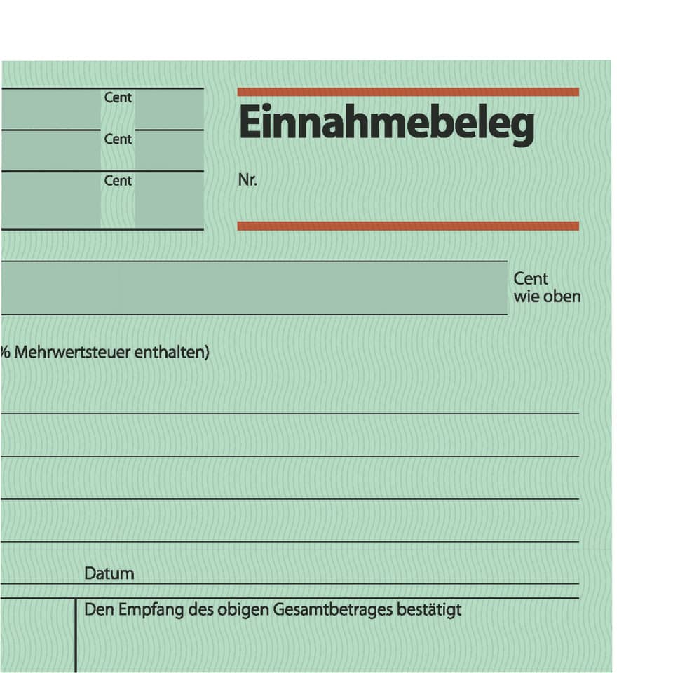 Kassenbeleg, Zahlungsnachweis, Rechnungsformular, Einnahmebeleg, Quittungslayout