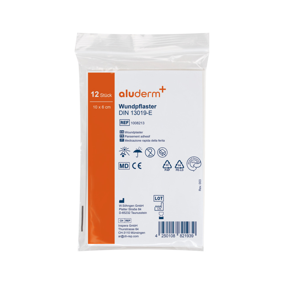 Wundverband, Pflaster, DIN 13019-E, Wundpflaster, Aluderm+