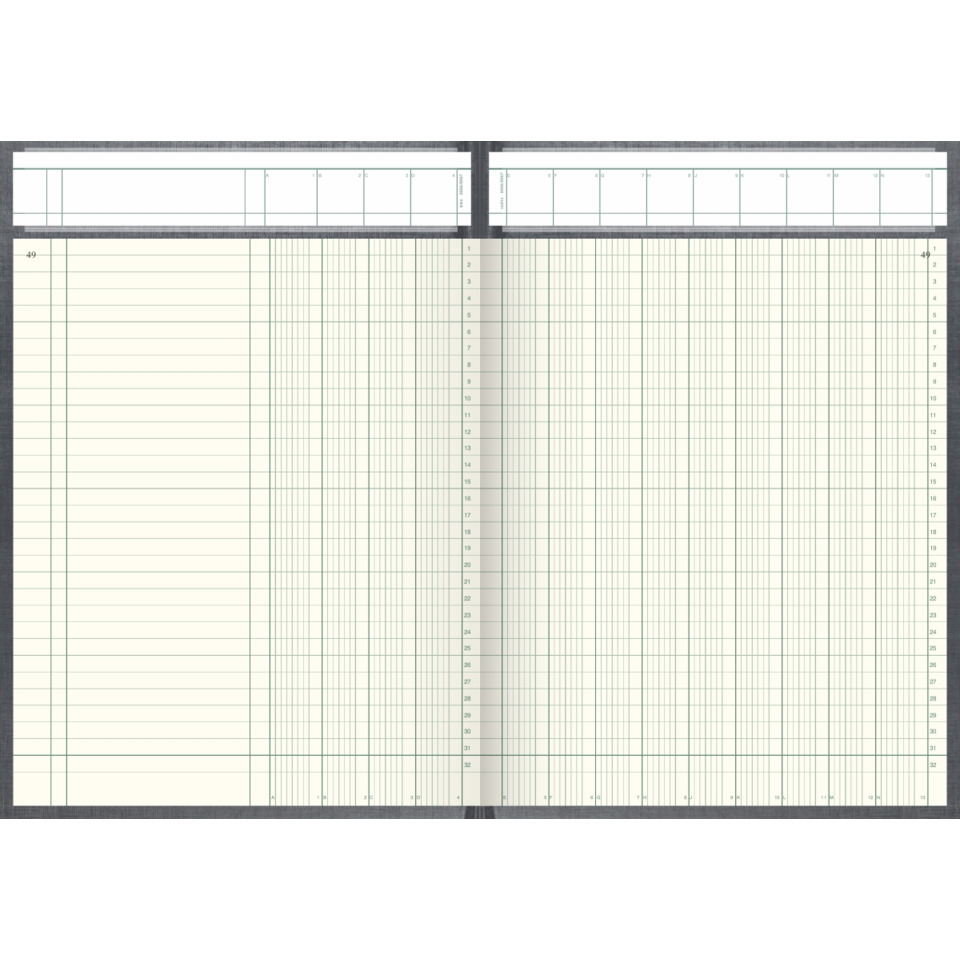 Spaltenbuch mit Kopfleiste A4, 192 Seiten, mit Seitenzahlen, 13 Spalten, Kunststoff, grau KÖNIG & EBHARDT 8611632