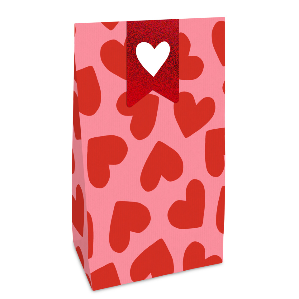 Geschenkverpackung, Herzmotiv, Rosa Hintergrund, Halterungstropfen, Herzchen-Design