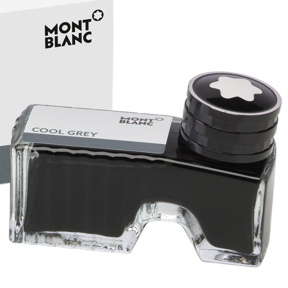 kühlgrau, glasflasche, parfümflasche, rechteckige flasche, monte blanc etikett