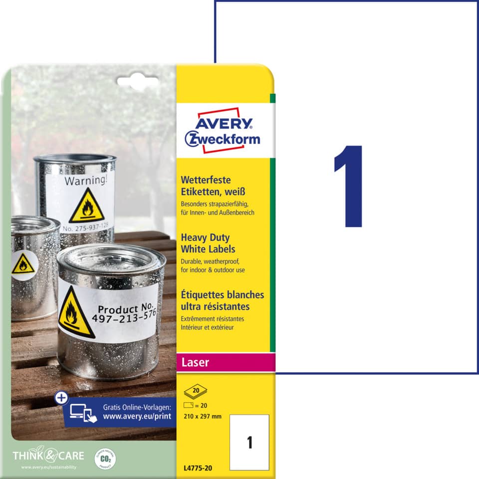 Etiketten, Weiß, Laser, Packung, Avery