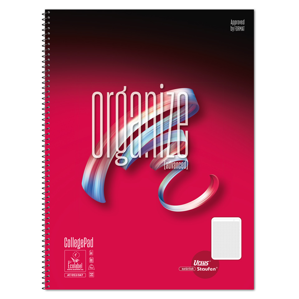 spiral notebook, notebook cover, pink gradient, advanced, collegepad