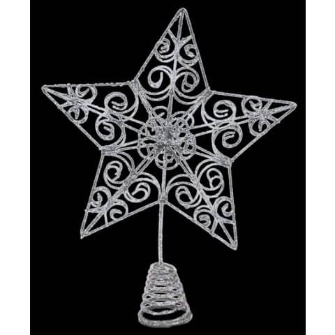 Baumbehang Drahtstern, 20cm, silber  17836 Glitter