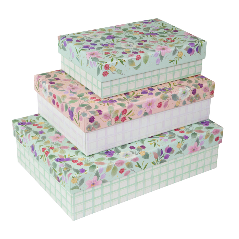 Geschenkboxen, Schachtel, Blumenmuster, Pastellfarben, Mehrfaches Set