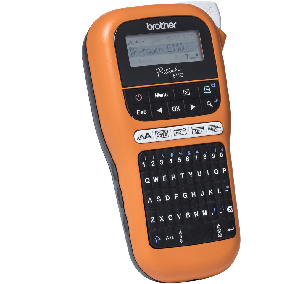 Tragbarer Drucker, Tastatur, Orange Gehäuse, Kompaktgerät, QWERTZ-Tastatur