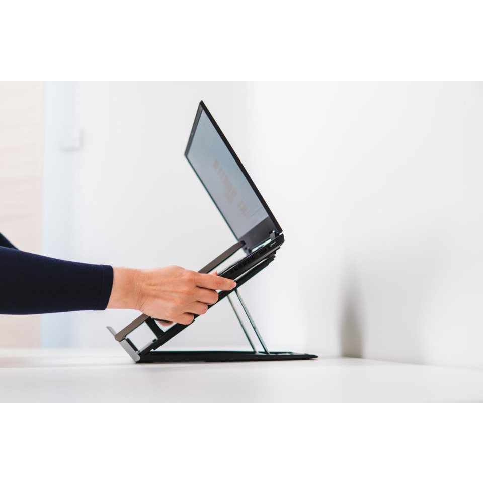 tablet, laptop, portfolio, ständer, hände