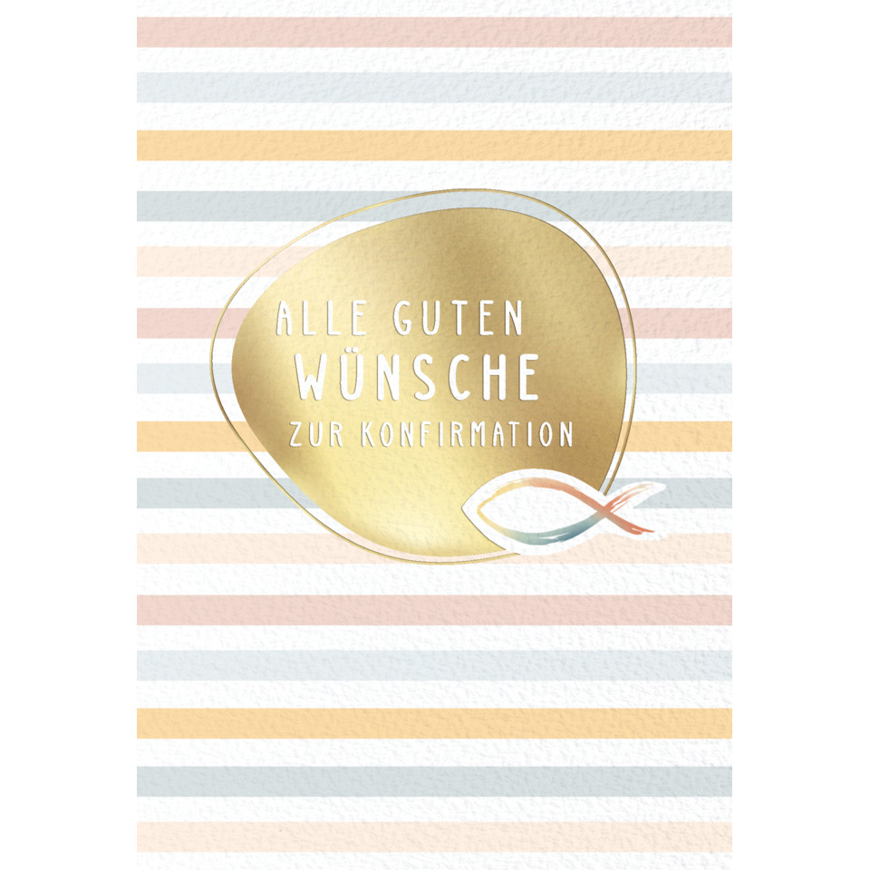 golden circle, Bestätigungskarte, Goldfolie, Pastellstreifen, Blattgestaltung