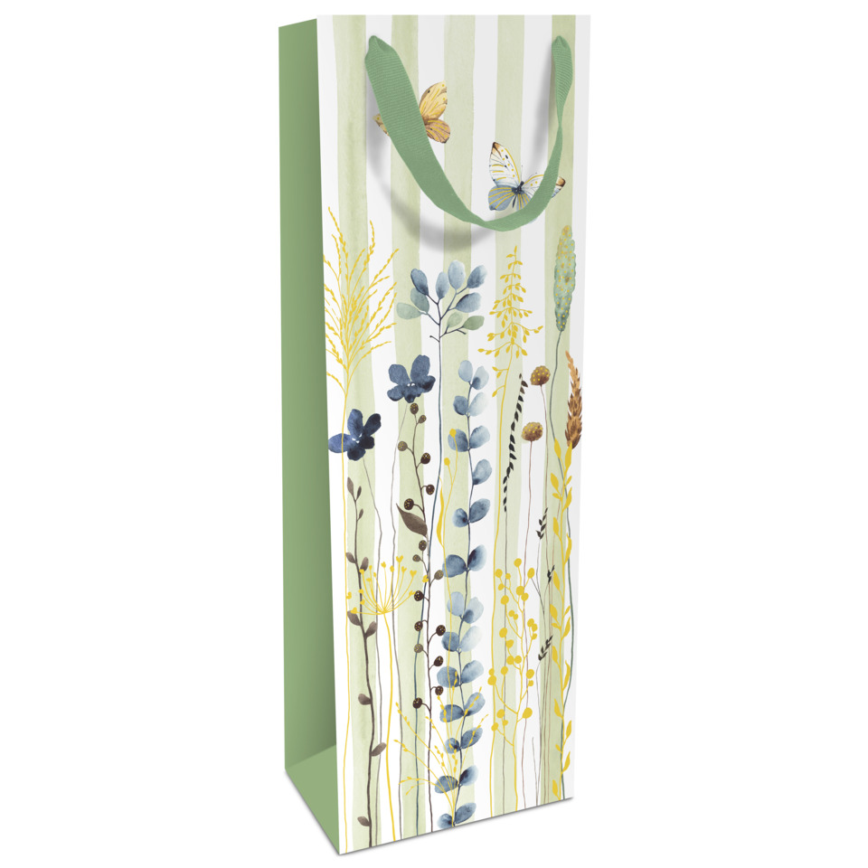 Geschenkverpackung, Blumenmuster, Schmaler Geschenkkarton, Grün, Schleife/Tragegriff