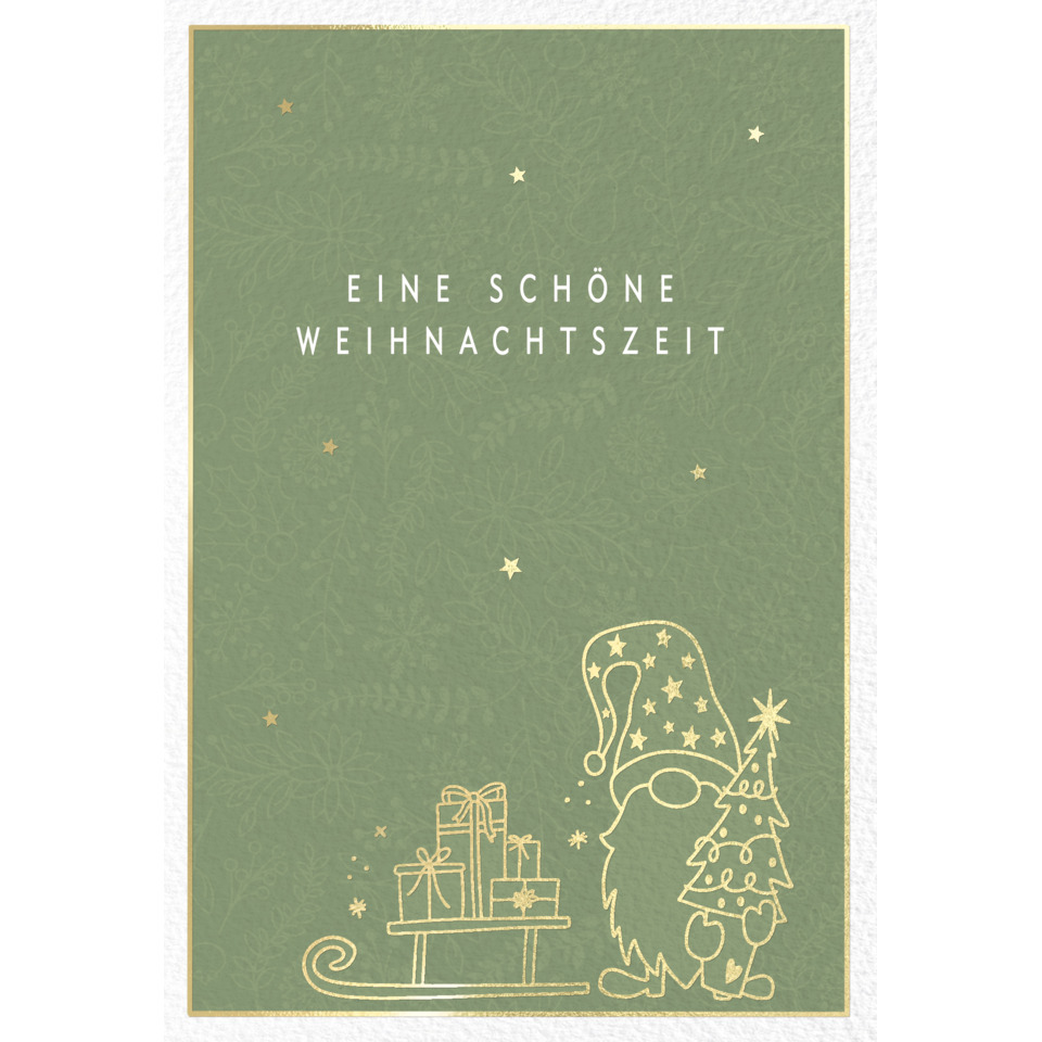 weihnacht, weihnachtskarte, grün, gestaltet, gnom