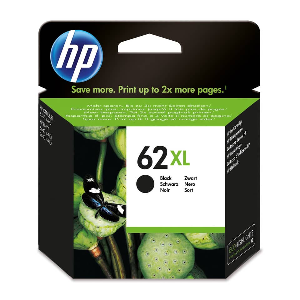 Druckerpatrone, HP, 62XL, Schwarz, Tintenpatrone