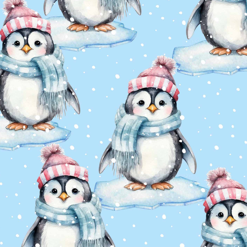 Pinguin, Winter, Schal, Hut, Eisplatte