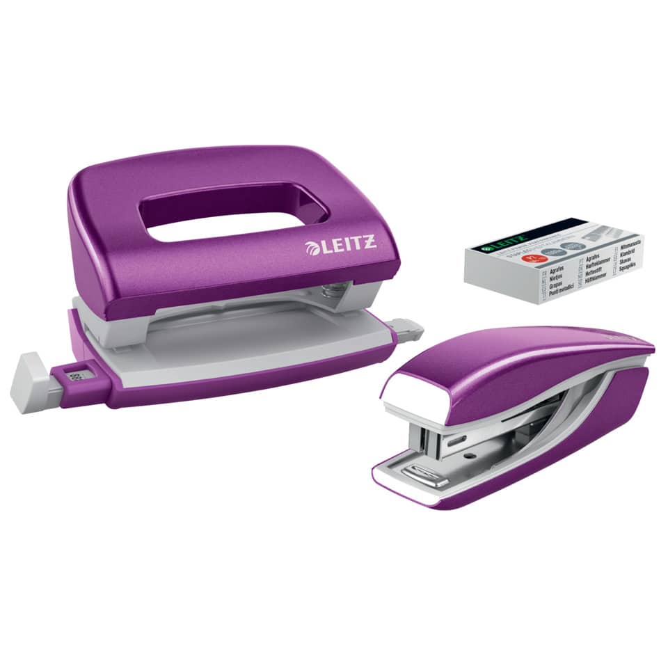 Locher+Hefter mini NeXXt WOW, 10 Blatt, Anschlagschiene, Metall, violett LEITZ 5561-20-62