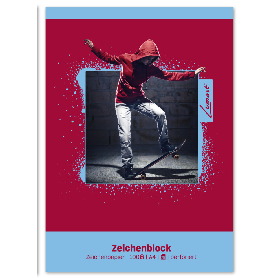 Skateboard, Hoodie, Skater, Red background, A4 perforated