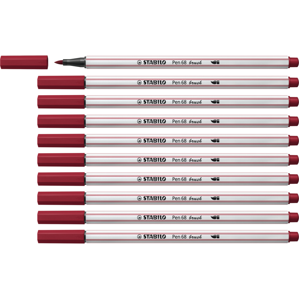 Marker pen, Brush tip, Roter Stift, Feiner Spitze, Stabilo