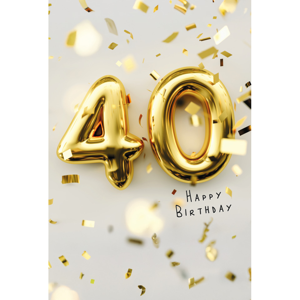 golden balloons, birthday, 40th, confetti, balloons