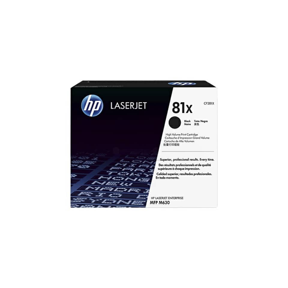 LaserJet cartridge, HP cartridge, Black ink, 81x cartridge, High volume print