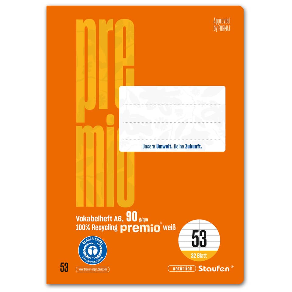 orangees Cover, Vokabelheft, A6 Größe, Recyclingpapier, 53 Blätter