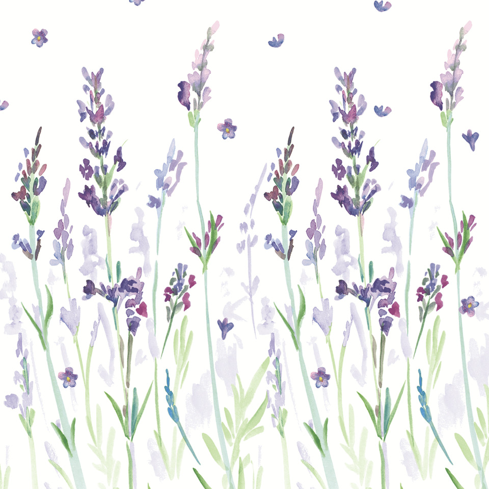 Lavendel, Lavendelblüten, Blumenmuster, Lavendelstiel, Wasserfarben