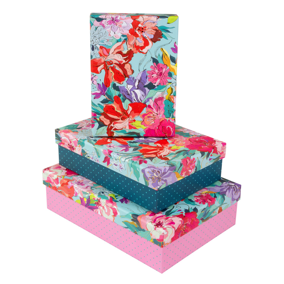 Geschenkbox,  florales Muster, mehrfarbig, boxen, verpackung