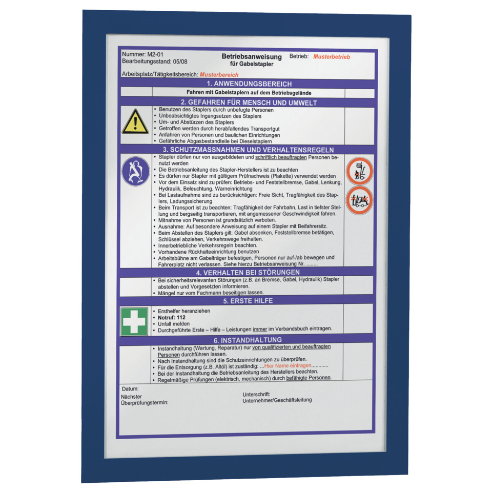 Gebrauchsanweisung, Sicherheitshinweise, Informationsblatt, Aushang, Notfallnummern