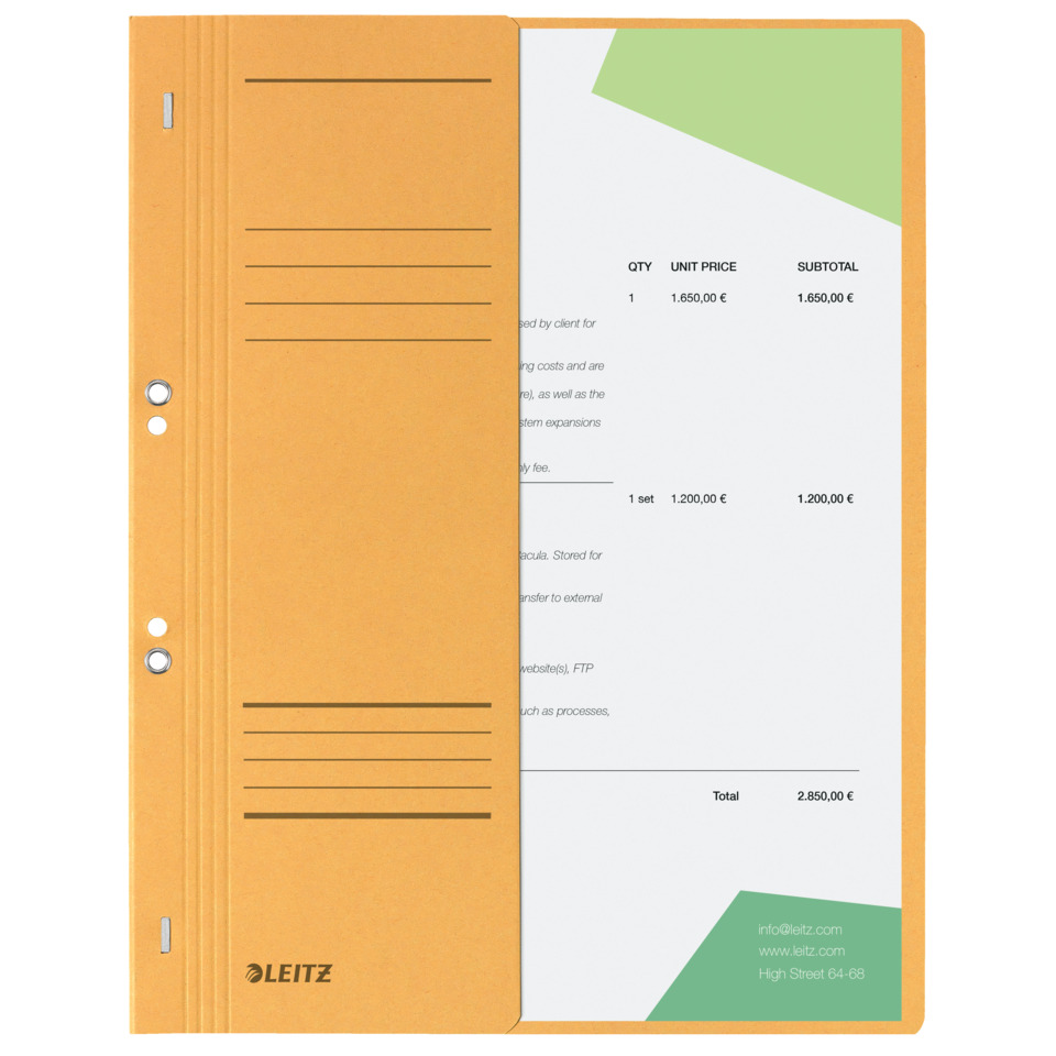 no title, Ordner in Orange, Ringbuch, Präsentationsordner, Rechnungsseite