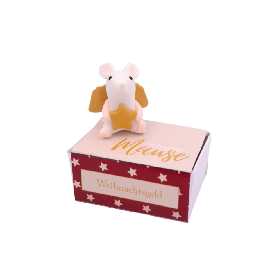 Mäuschen-Figur, Stern-Accessoire, Mini-Geschenkbox, Weihnachtsgeld, Engel-Flügel