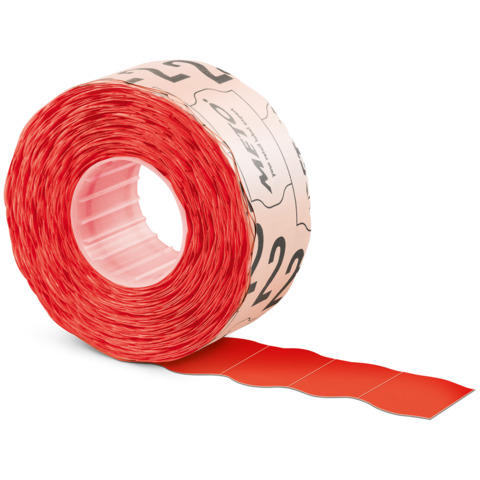 Auszeichnungsetiketten permanent, 22x12mm, 6 Rollen, rot METO 30013399