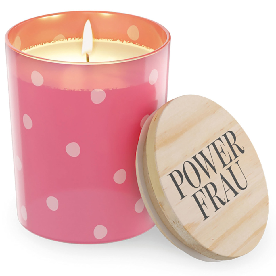 Kerze, Glasbehälter, Pink, Punk-Polka Dot, Holzdeckel