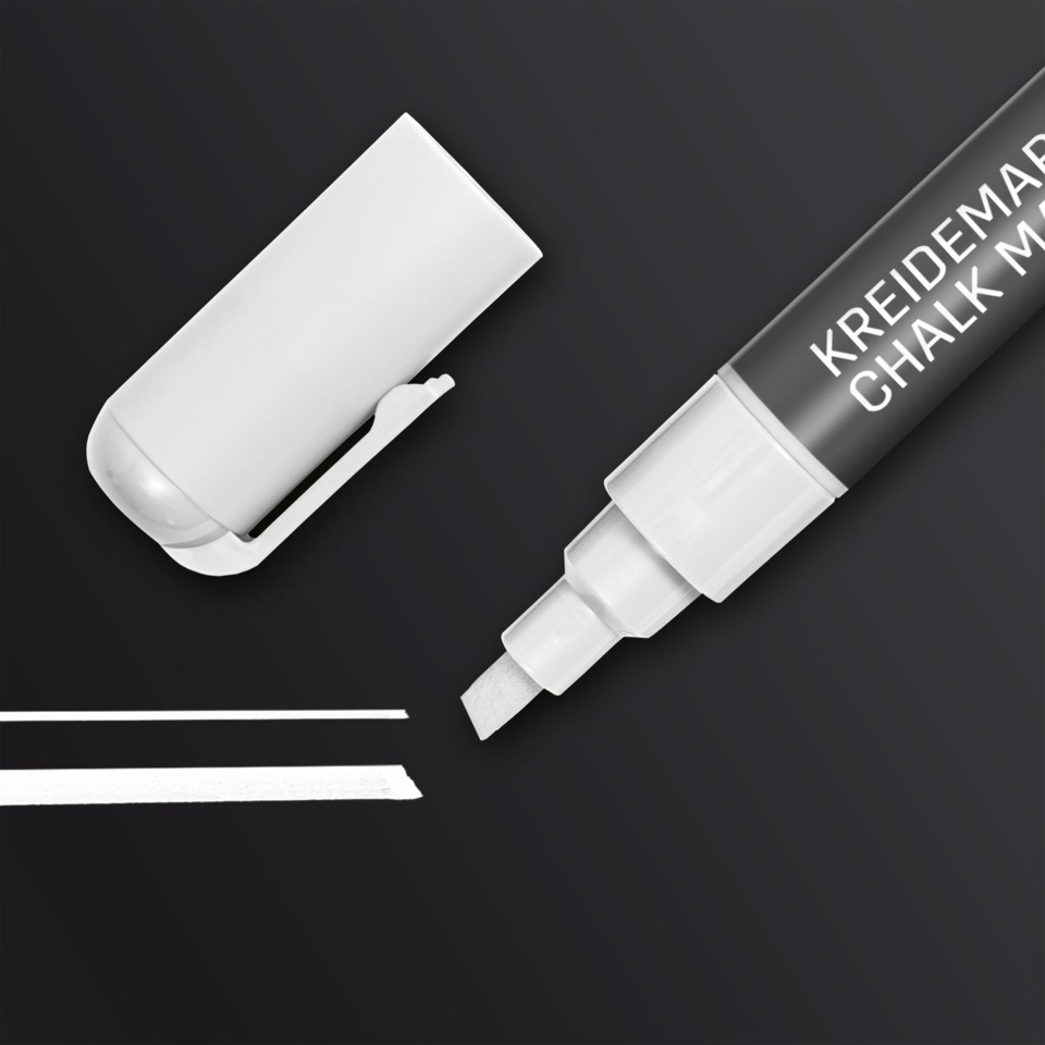 Kreidemarker, Chalk Marker, Stift, Weiß, Sanfter Strich