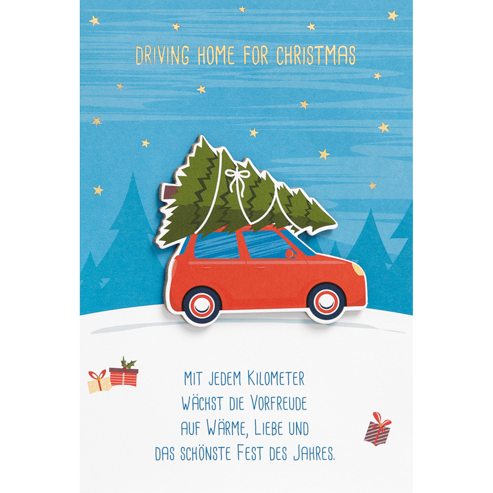 Weihnachtskarte, Auto, Weihnachten, Tannenbaum, Geschenke